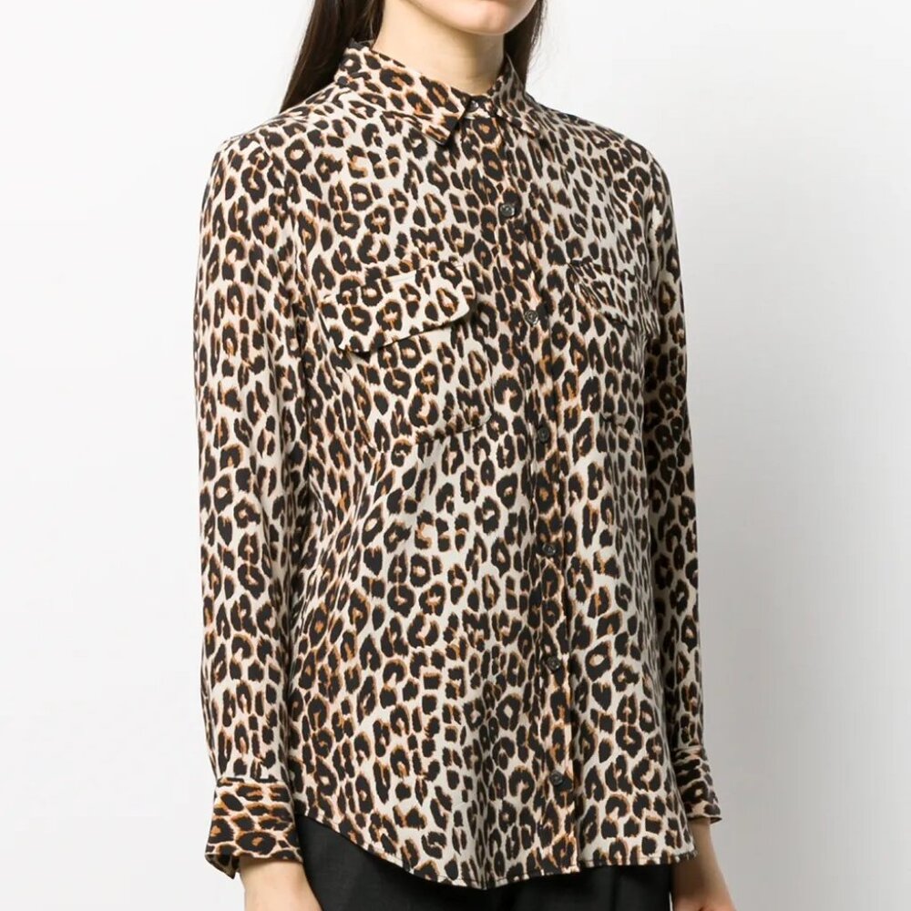 EQUIPMENT SLIM SIGNATURE - LEOPARD SIZE S